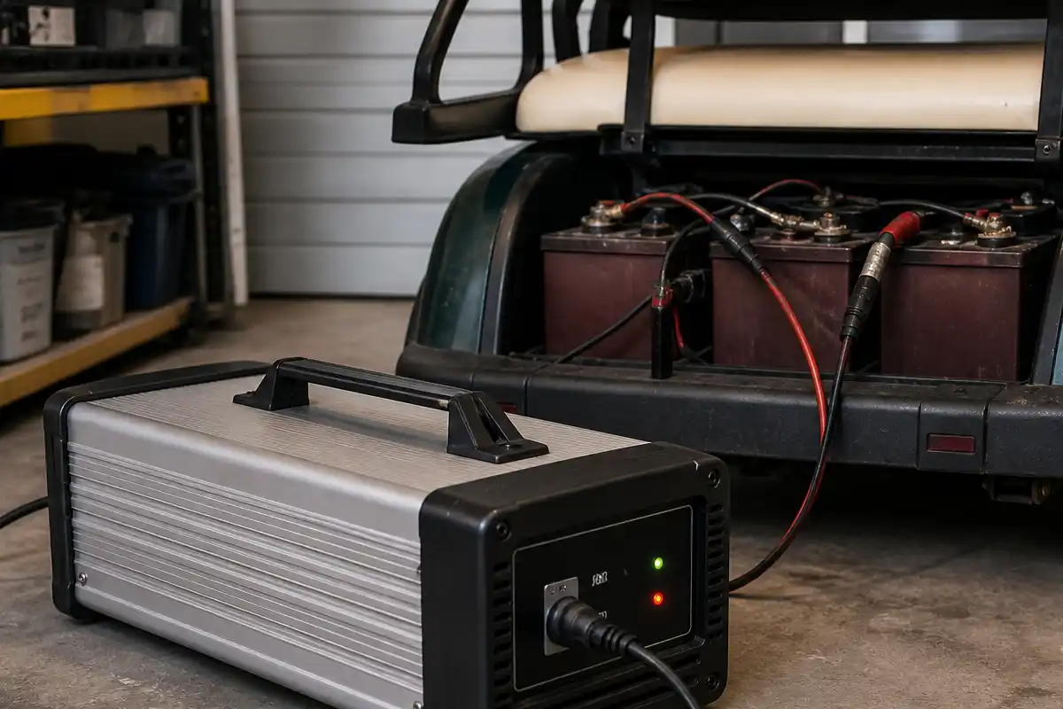 golf cart charger clicks but is not charging